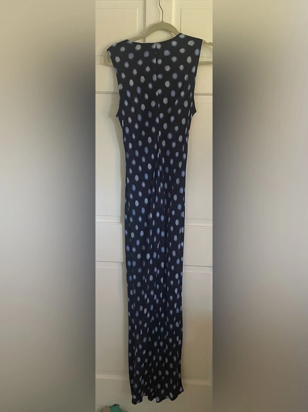 J. Crew High-neck Midi Dress in Blue Polka Dot Drapey Cupro Size 10